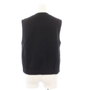 ANAYI 24SS スラブツイードクルージレ ベスト クルーネック ショート丈 34 XS 黒 ブラック