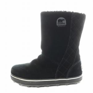 ムートンブーツ ショートブーツ ロゴ スエード 24.0cm 黒 ブラック 1511521011 /AN7