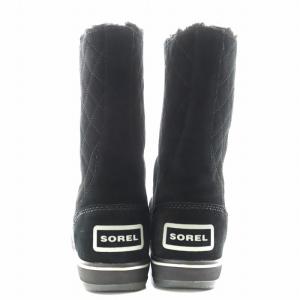 SOREL ムートンブーツ ショートブーツ ロゴ スエード 24.0cm 黒 ブラック 1511521011 /AN7