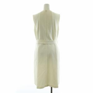 HUGO BOSS ノースリーブワンピース プリーツ ミモレ ロング 切替 Iライン ベルト付き FR40 M 白 ホワイト