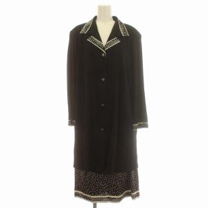 FASHION セットアップ スカート ジャケット ドット 水玉 薄手 M相当 黒 ブラック /G