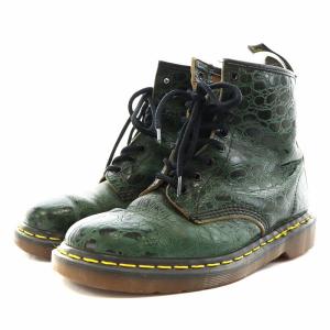 Dr.Martens ショートブーツ クロコ型押し レザー 25.0cm 緑 グリーン 黒 ブラック /AN5