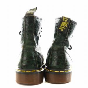 Dr.Martens ショートブーツ クロコ型押し レザー 25.0cm 緑 グリーン 黒 ブラック /AN5