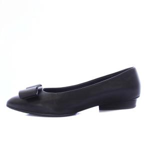 ヴァラ パンプス ローヒール ポインティング レザー 7D 24.5cm 黒  