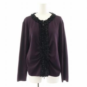 ネミカ NEMIKA カーディガン ジップアップ フリル 13+ XL 紫 パープル 黒 ブラック /AN36