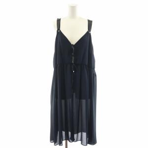 ネミカ NEMIKA キャミソールワンピース キャミワンピ ひざ丈 シアー シースルー 13+ XL 紺