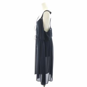 Leilian ネミカ NEMIKA キャミソールワンピース キャミワンピ ひざ丈 シアー シースルー 13+ XL 紺