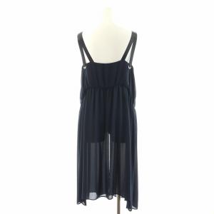 Leilian ネミカ NEMIKA キャミソールワンピース キャミワンピ ひざ丈 シアー シースルー 13+ XL 紺