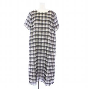 ワンピース ロング チェック 半袖 13+ XL 大きいサイズ マルチカラー /KH