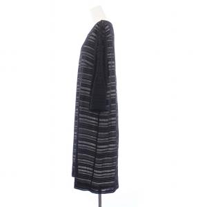 Leilian ネミカ NEMIKA ワンピース ロング 七分袖 ボーダー 13+ XL 大きいサイズ 黒 ブラック /KH