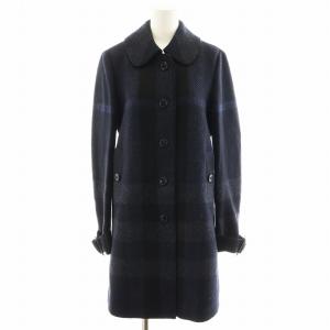 コート チェック柄 ウール IT40 グレー ネイビー ブラック