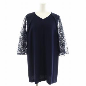 カットソー ノースリーブ レース 13+ XL 紺 ネイビー /AN24