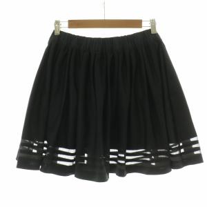 adidas Originals フレアスカート ギャザー ミニ ロゴ刺繍 裾ボーダー S 黒 ブラック GN3260 /NQ