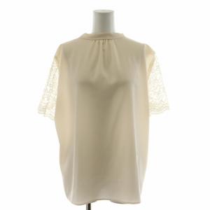 シャツ ブラウス 半袖 リボン レース 13+ XL ライトベージュ /AN38