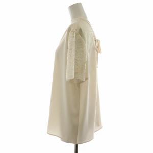 Leilian シャツ ブラウス 半袖 リボン レース 13+ XL ライトベージュ /AN38