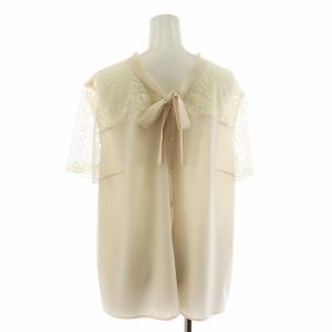 Leilian シャツ ブラウス 半袖 リボン レース 13+ XL ライトベージュ /AN38