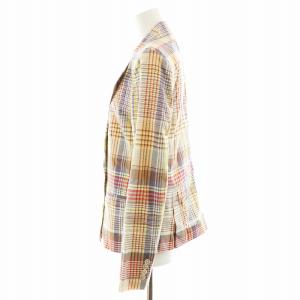 POLO RALPH LAUREN テーラードジャケット ダブル チェック柄 コットン 4 M マルチカラー 紫 パープル 黄 イエロー 赤 レッド