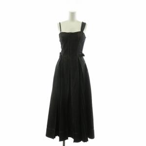 フロントホックデニムロングワンピース フレア プリーツ ミモレ 切替 F グレー 1191305085