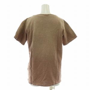 KAPITAL カットソー 半袖 Vネック ロゴ プリント USDE加工 2 M 茶 ブラウン