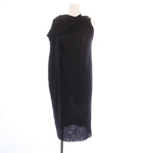cashmere deformation long dress ロングワンピース ノースリーブ カシミヤ ITA38 ブラック