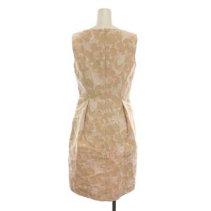 ANAYI ワンピース ノースリーブ ひざ丈 ジャガード 総柄 38 M ピンク ベージュ 白 /YM