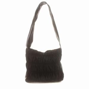 LANVIN en Bleu ショルダーバッグ ギャザー ナイロン 黒 ブラック