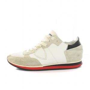 スニーカー ローカット シューズ 41 25cm 白 ベージュ 赤 黒 /YM