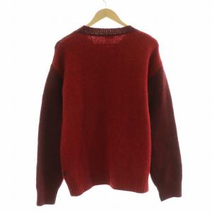 DIESEL ニット セーター クルーネック プルオーバー 長袖 バイカラー M 赤 レッド