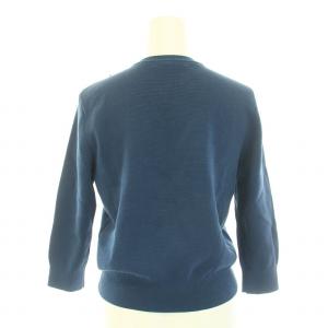ANAYI 23AW フリルニットカーディガン キーネック ショート丈 八分袖 38 M 青 ブルー