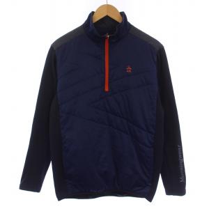 トレーナー ハーフジップ ナイロン 切替 ダウン ロゴ ゴルフウェア L 紺 ネイビー MGMOJK06