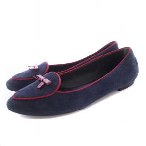 パンプス オペラシューズ  ローヒール スエード 37.5 24.5cm 紺 ネイビー /KH