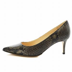 FABIO RUSCONI パンプス ポインテッドトゥ ヒール パイソン型押し レザー 35.5 22.5cm グレー /AN8