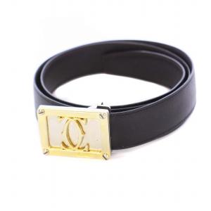 美品 カルティエ ベルト パンテール レザー 黒 ブラック ゴールド金具 Cartier カルティエ 小物 雑貨 レディース メンズ ブラック 黒