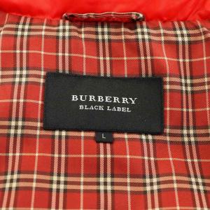 BURBERRY BLACK LABEL ダウンジャケット フード 裏地チェック柄 ナイロン L 赤 レッド