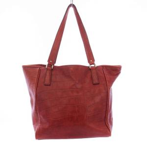 トートバッグ ハンドバッグ クロコ型押し レザー 赤 レッド