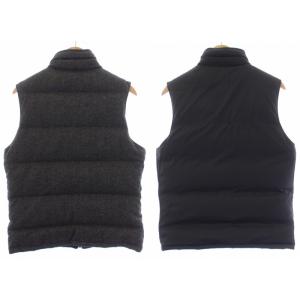 BURBERRY BLACK LABEL リバーシブル ダウンベスト ジャケット ジップアップ ハイネック ウール L グレー 黒 ブラック BMP19-317-06