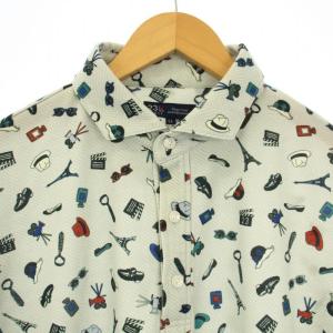 23区 22AW GOLF PARISモチーフプリント 半そでシャツ ポロシャツ 半袖 総柄 LL グレー