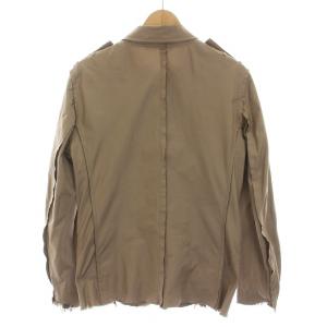 LANVIN ワークシャツ ミリタリー 薄手 長袖 カットオフ 46 S グレージュ カーキ