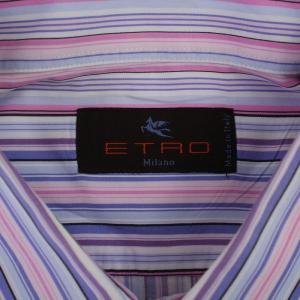 ETRO シャツ 長袖 ボタンダウン ストライプ柄 ロゴ刺繍 43 XXL マルチカラー