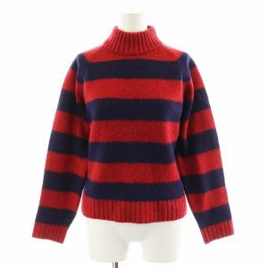 19AW シェットランドウール ボーダー ニット セーター 長袖 ウール XS 赤 レッド 紺 ネイビー