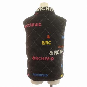 archivio 中綿 ベスト ロゴ ナイロン ジップアップ 40 M 黒 ブラック /G