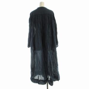 URBAN RESEARCH DOORS 22AW コットンボイルギャザーワンピース マキシ ロング ペチコート付き 長袖 S 紺 ネイビー DR25-26M106