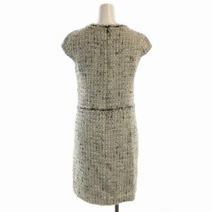 ANAYI ワンピース ひざ丈 ツイード フリンジ  半袖 36 S 白 ホワイト