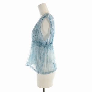 ISSEY MIYAKE シャツ ブラウス ノースリーブ シアー M 青 ブルー