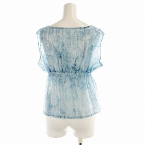 ISSEY MIYAKE シャツ ブラウス ノースリーブ シアー M 青 ブルー