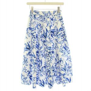 SEVEN TEN by MIHO KAWAHITO スカート ボタニカルプリント S ホワイト ブルー 1S305