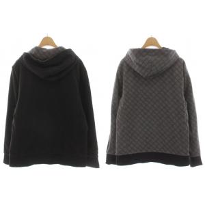 BURBERRY BLACK LABEL パーカー フーディ リバーシブル チェック 3 黒 ブラック グレー