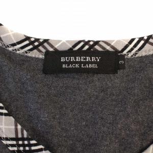 BURBERRY BLACK LABEL Tシャツ カットソー 半袖 クルーネック チェック柄 3 グレー BMV25-223-06