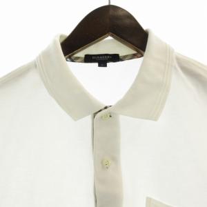 BURBERRY LONDON ポロシャツ ロゴ 刺繍 ノバチェック 半袖 L 白 ホワイト /RO
