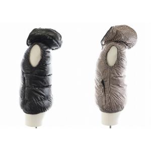 DUVETICA ダウンベスト フード チェック柄 リバーシブル アウター 38 S 黒 ブラック /AN41